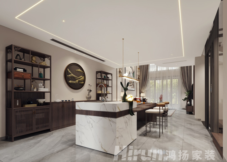洞庭湖國際公館420㎡雅致現(xiàn)代別墅 裝修案例效果圖-3