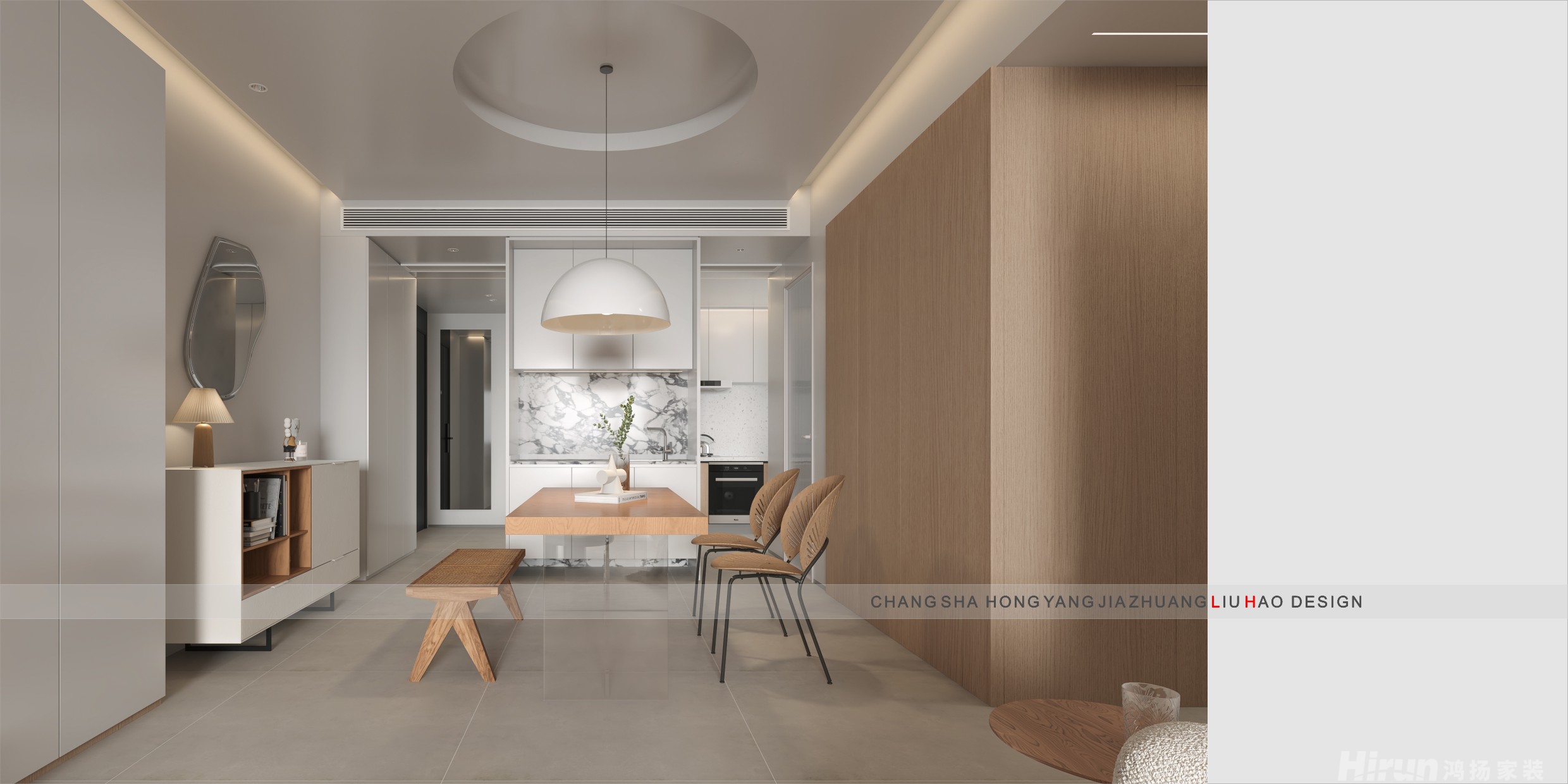 崇文名邸120㎡北歐之光三居室 裝修案例效果圖-3