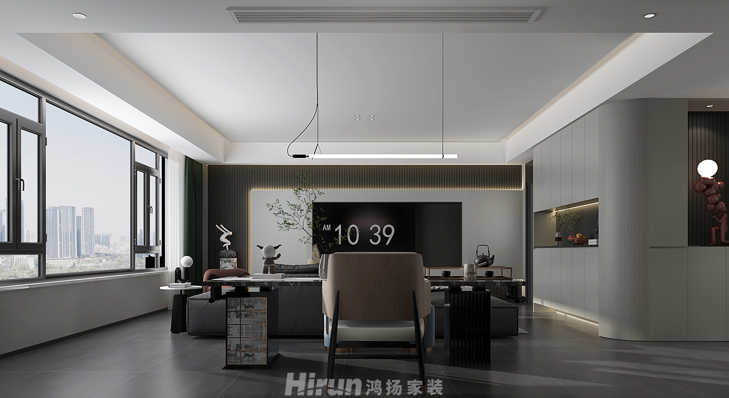 城投·十里外灘190㎡雅致現代大平層 裝修案例效果圖-3