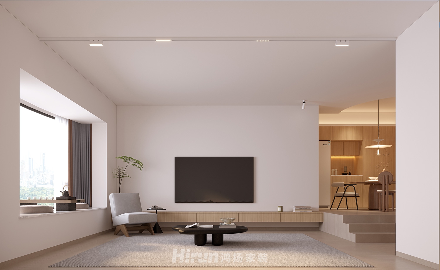 旭輝雨金廣場126㎡北歐之光三居室 裝修案例效果圖-5