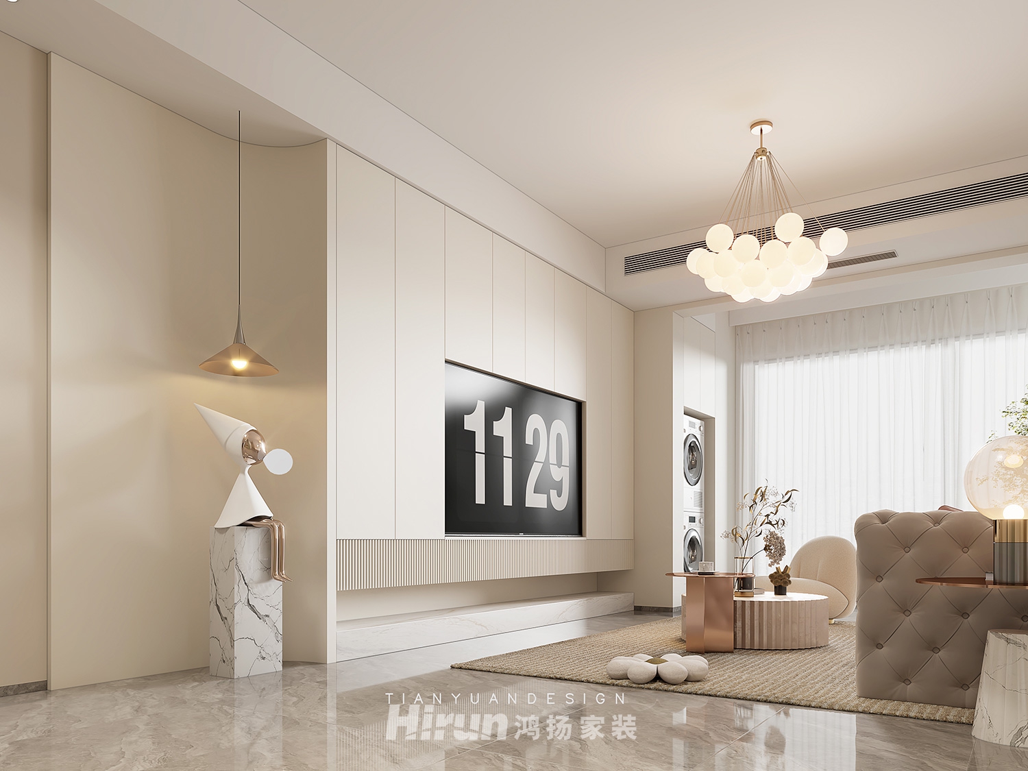 中建鈺和城130㎡新裝飾主義三居室 裝修案例效果圖-6