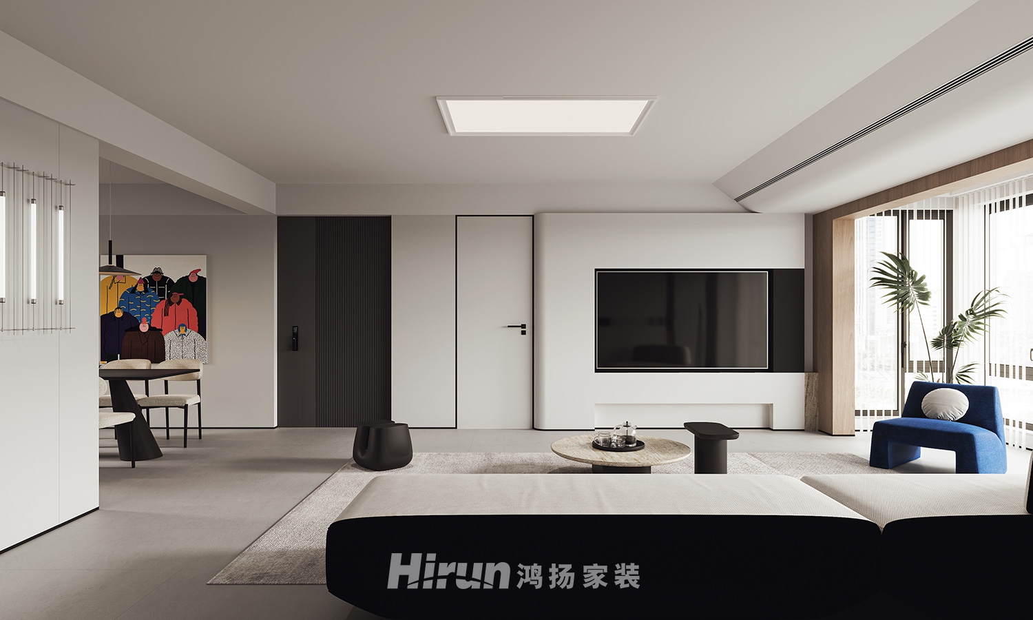 遠洋紅星天鉑160㎡雅致現代四居室 裝修案例效果圖-3