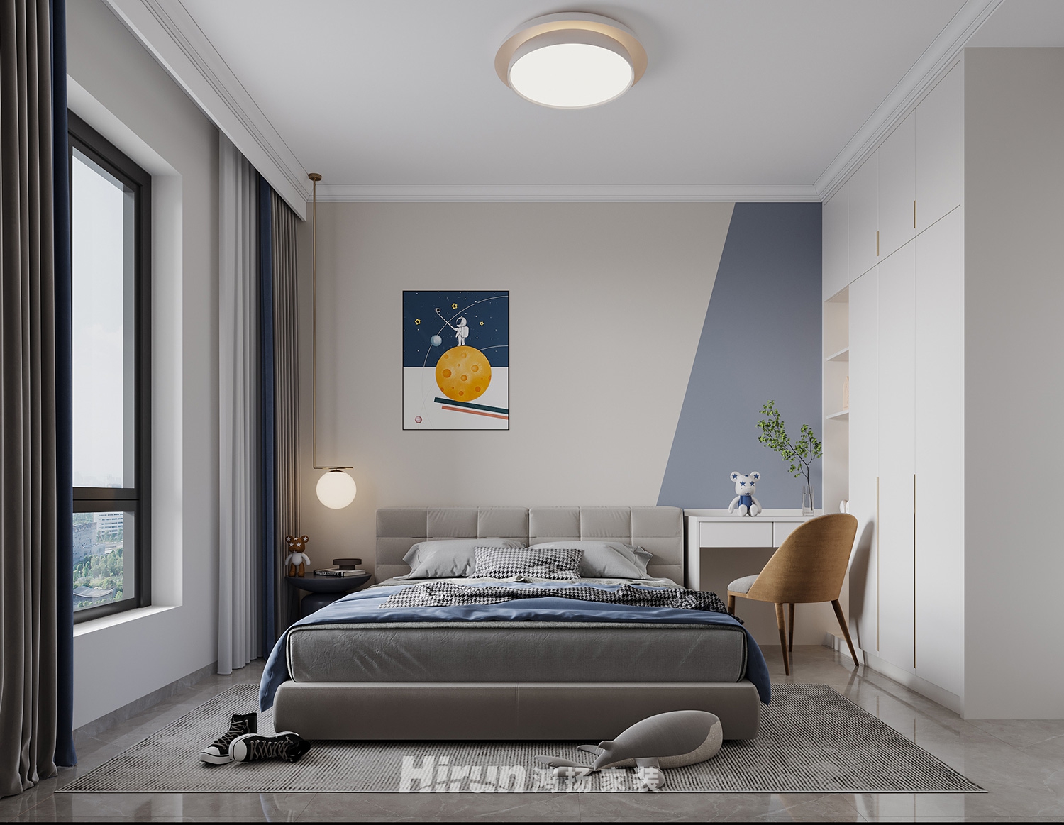 錦繡江山144㎡雅致現(xiàn)代三居室 裝修案例效果圖-6