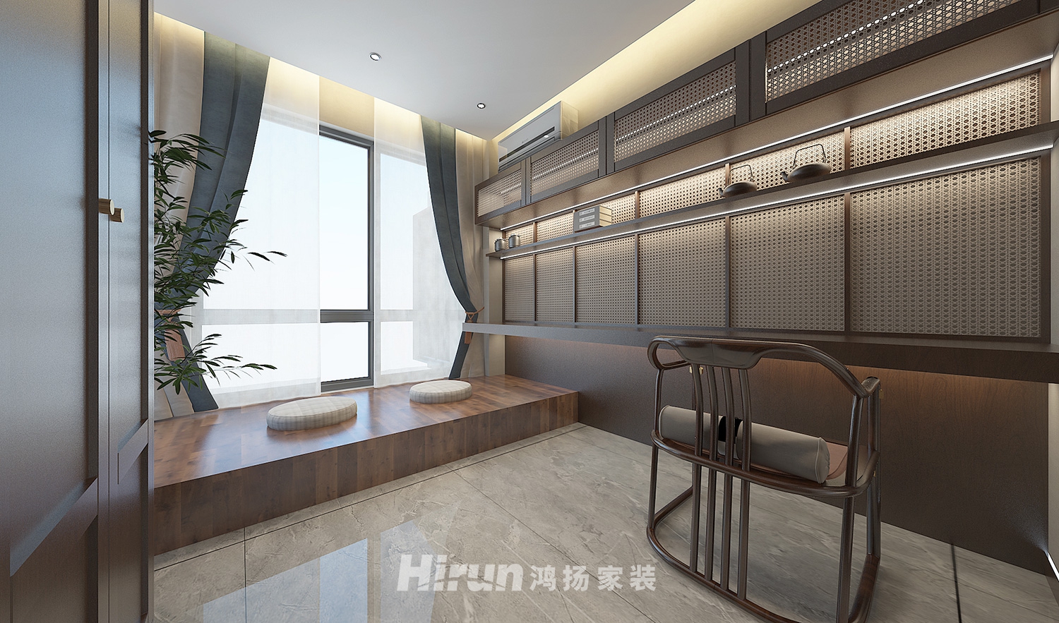 公園悅府148㎡寫意木構四居室 裝修案例效果圖-7