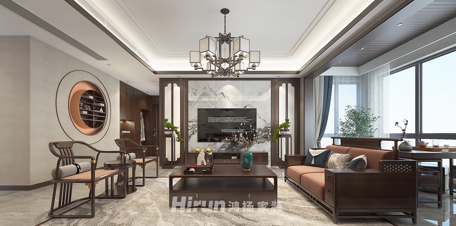 公園悅府148㎡寫意木構四居室 裝修案例效果圖-3