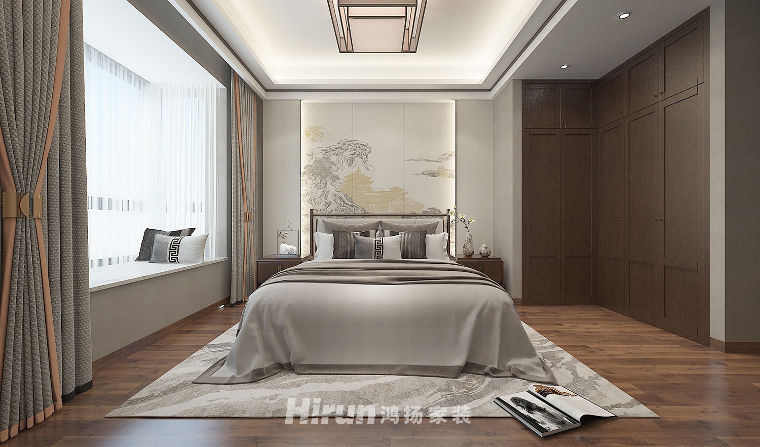 公園悅府148㎡寫意木構四居室 裝修案例效果圖-12