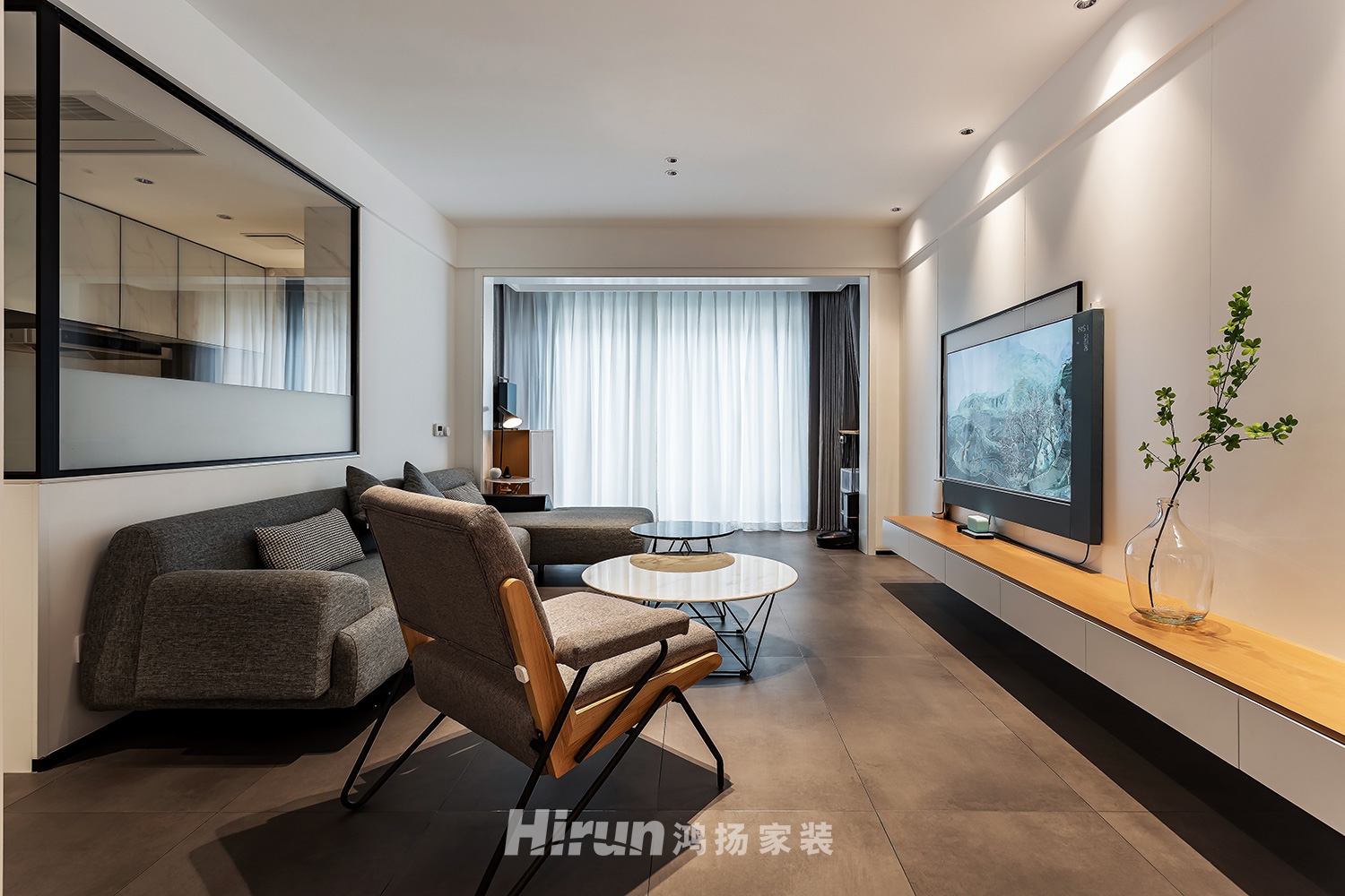 泊愛(ài)藍(lán)灣130㎡雅致現(xiàn)代三居室 裝修案例實(shí)景圖-6