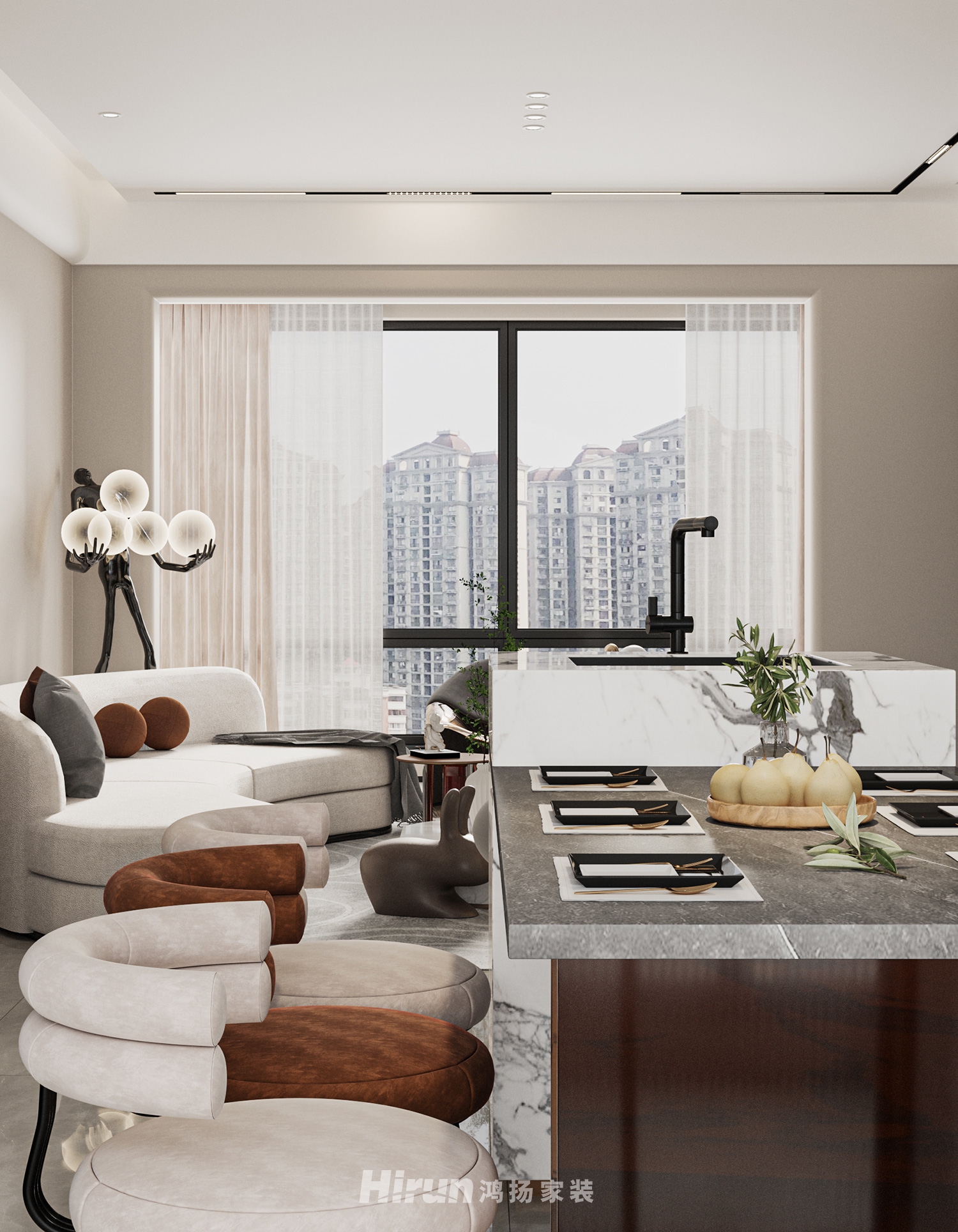 中建梅溪湖中心150㎡優雅繽紛三居室 裝修案例效果圖-4