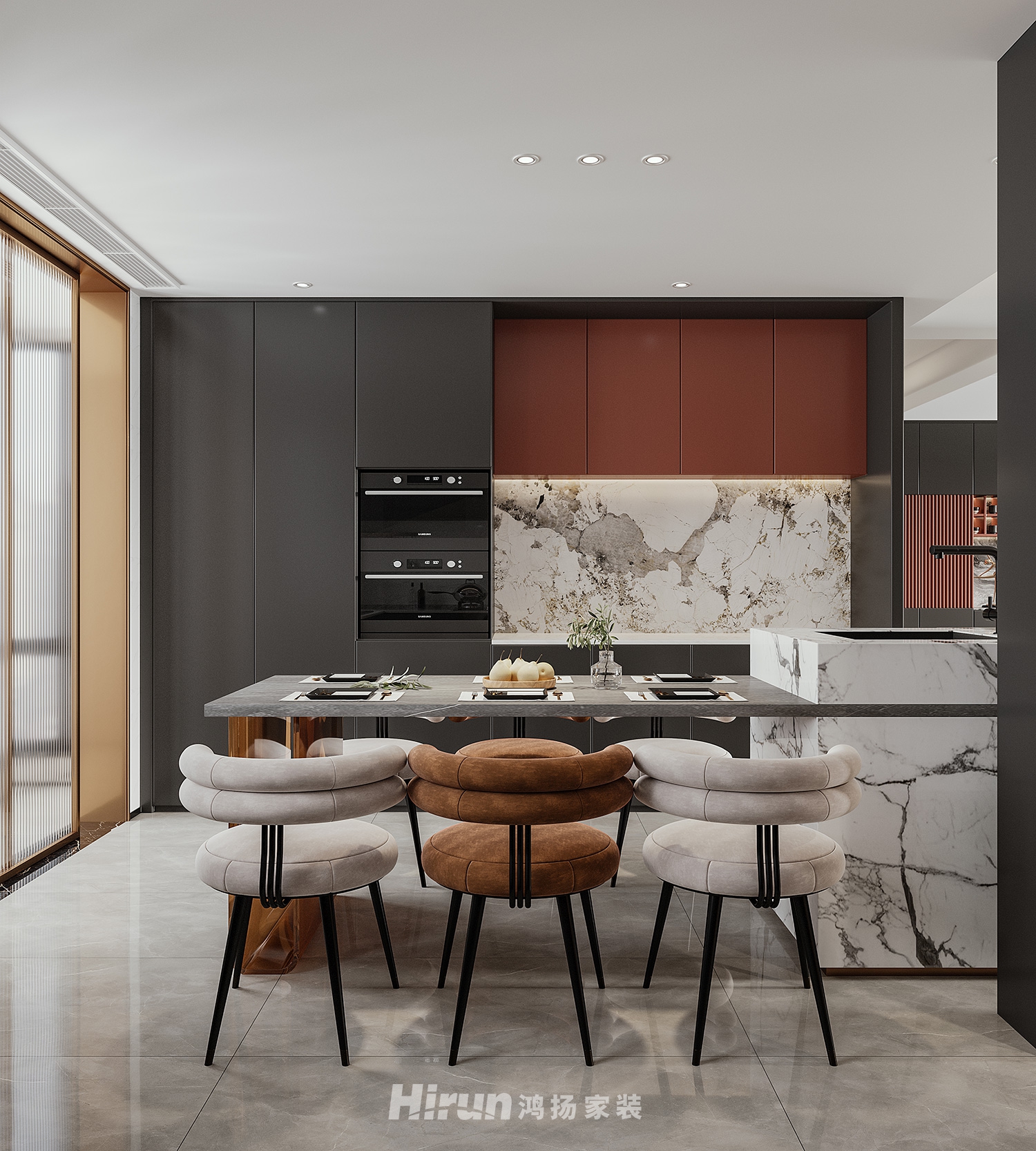 中建梅溪湖中心150㎡優雅繽紛三居室 裝修案例效果圖-3