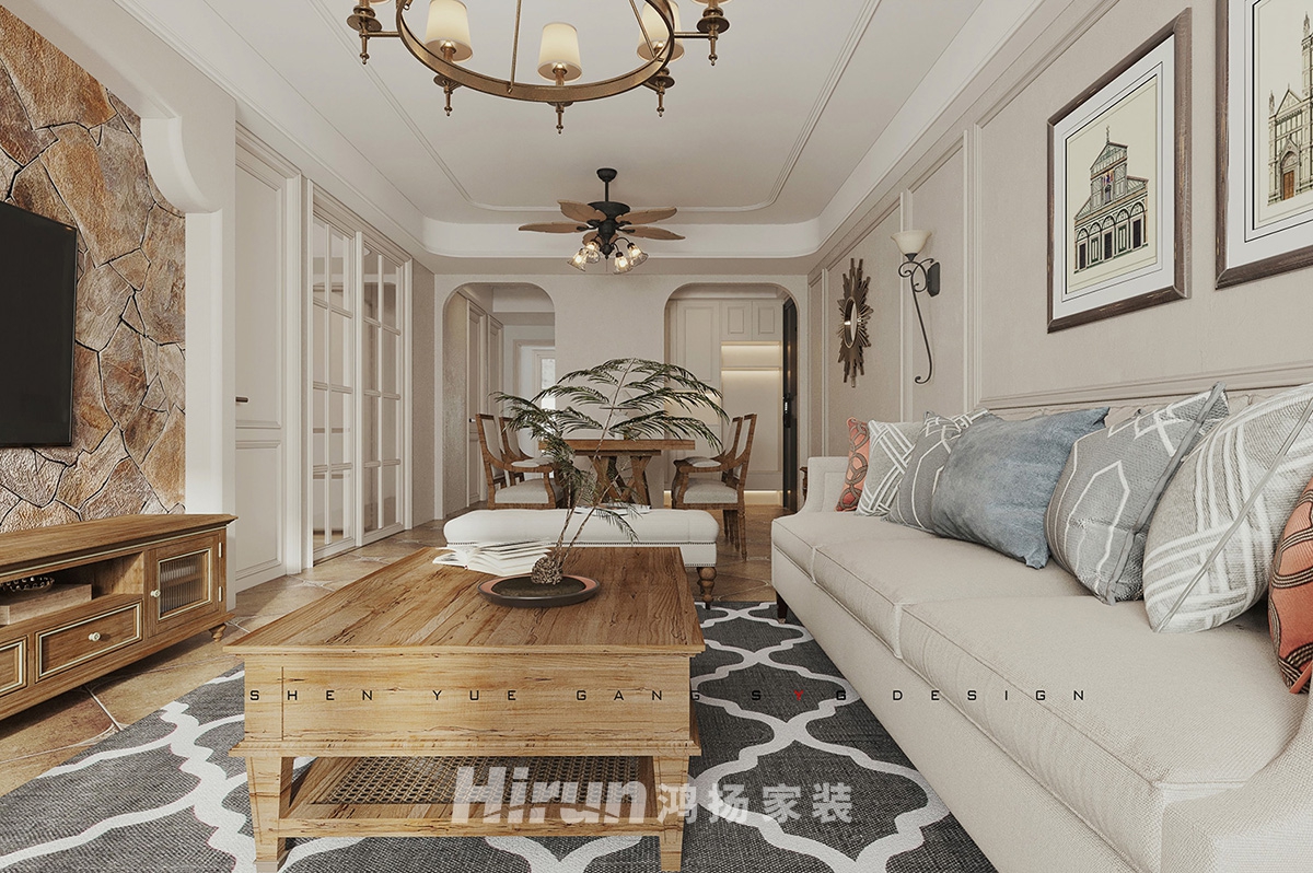 潤屋美院120㎡歐式田園四居室 裝修案例實景圖-2