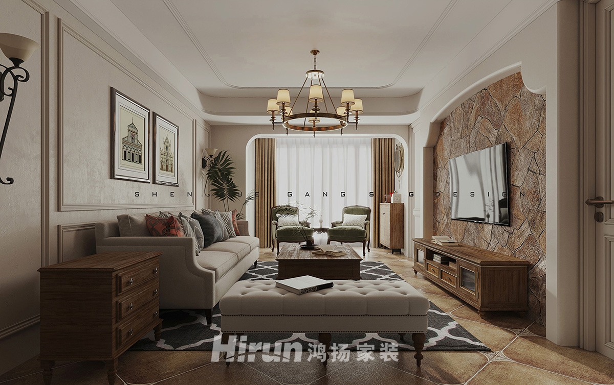 潤屋美院120㎡歐式田園四居室 裝修案例實景圖-3