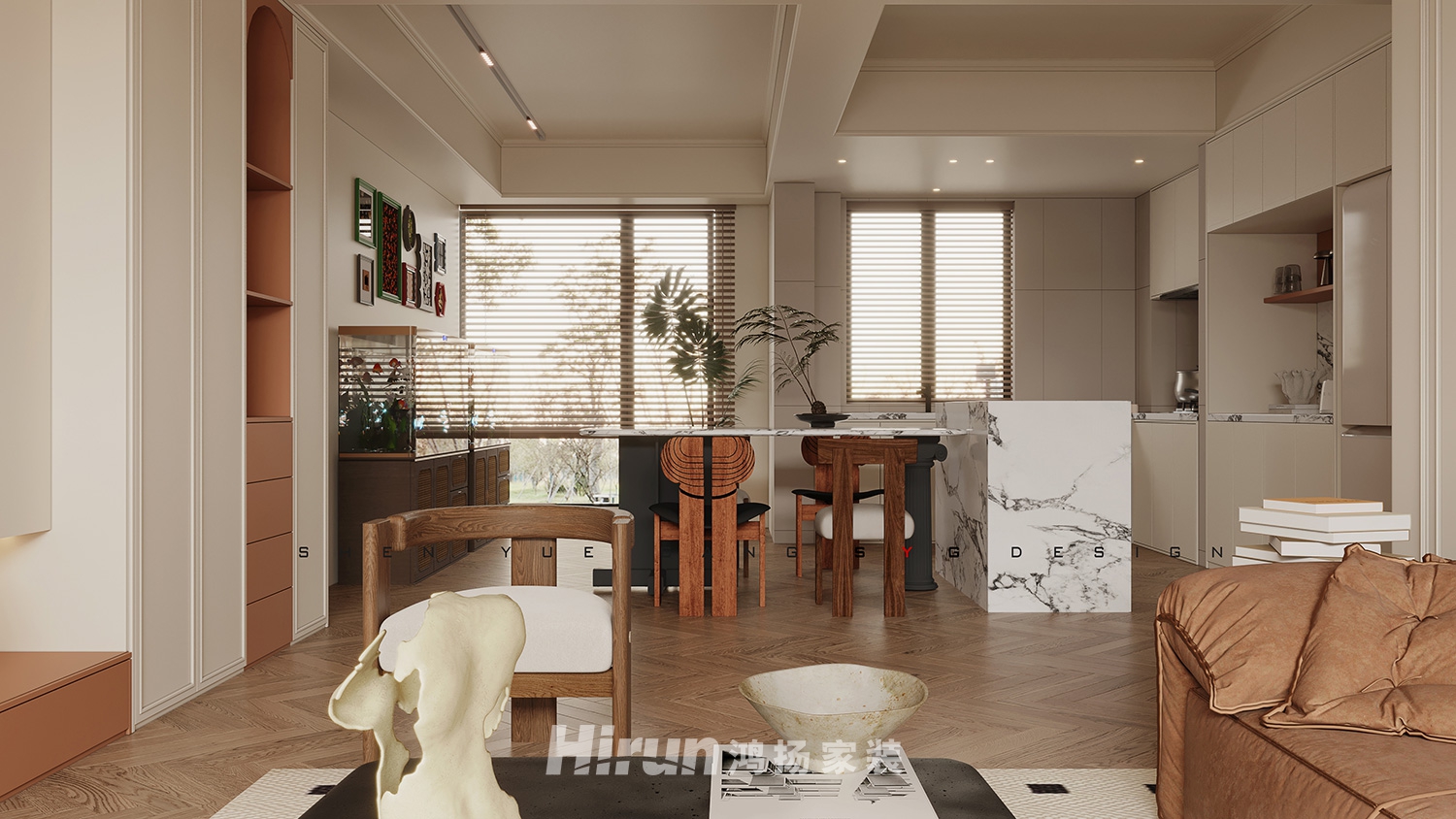 西城龍庭120㎡復古風潮二居室 裝修案例效果圖-3