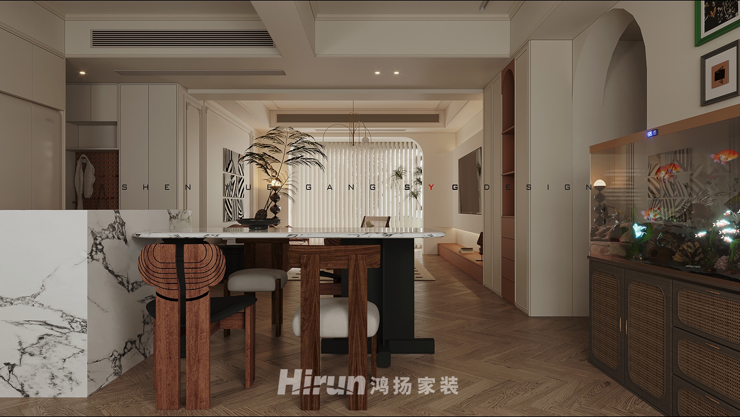 西城龍庭120㎡復古風潮二居室 裝修案例效果圖-5