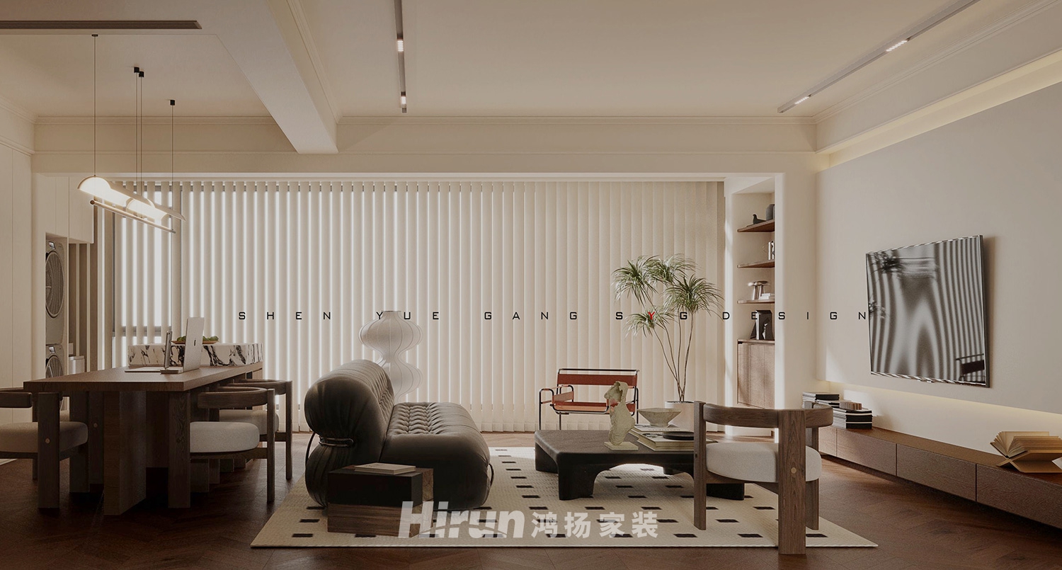 新城觀山印120㎡復古風潮三居室 裝修案例效果圖-4