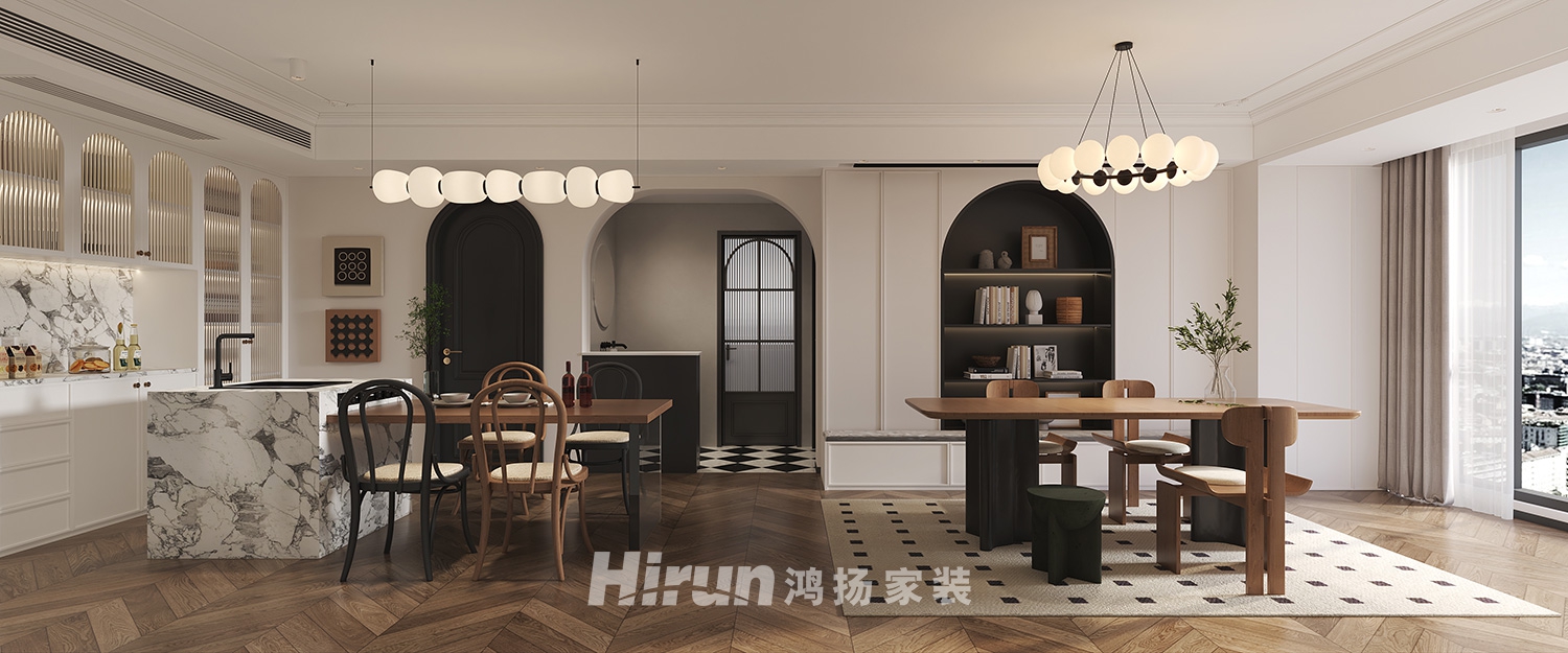 八方小區(qū)124㎡新裝飾主義四居室 裝修案例效果圖-3