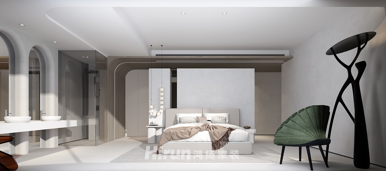 保利天禧107㎡雅致現(xiàn)代三居室 裝修案例效果圖-4