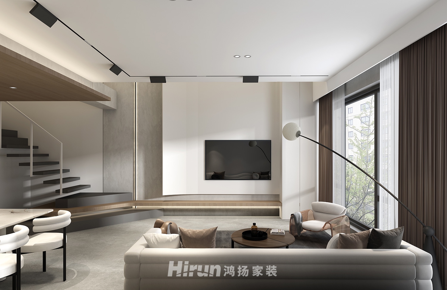 建發(fā)央著102㎡雅致現(xiàn)代復式 裝修案例效果圖-1