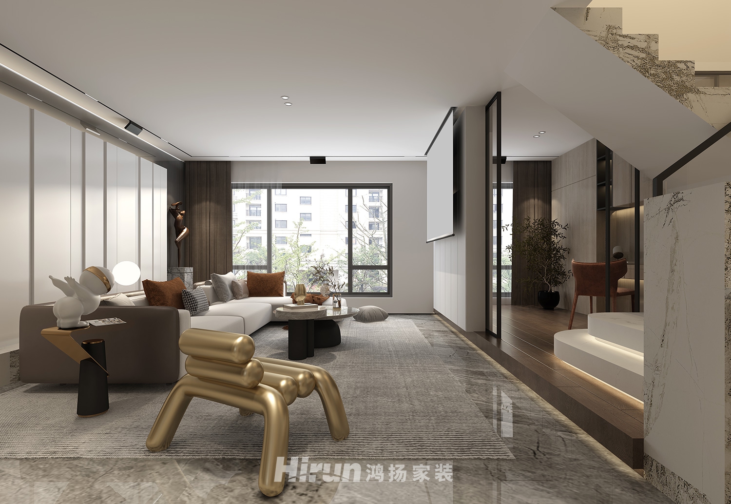 建發央著140㎡雅致現代復式 裝修案例效果圖-3