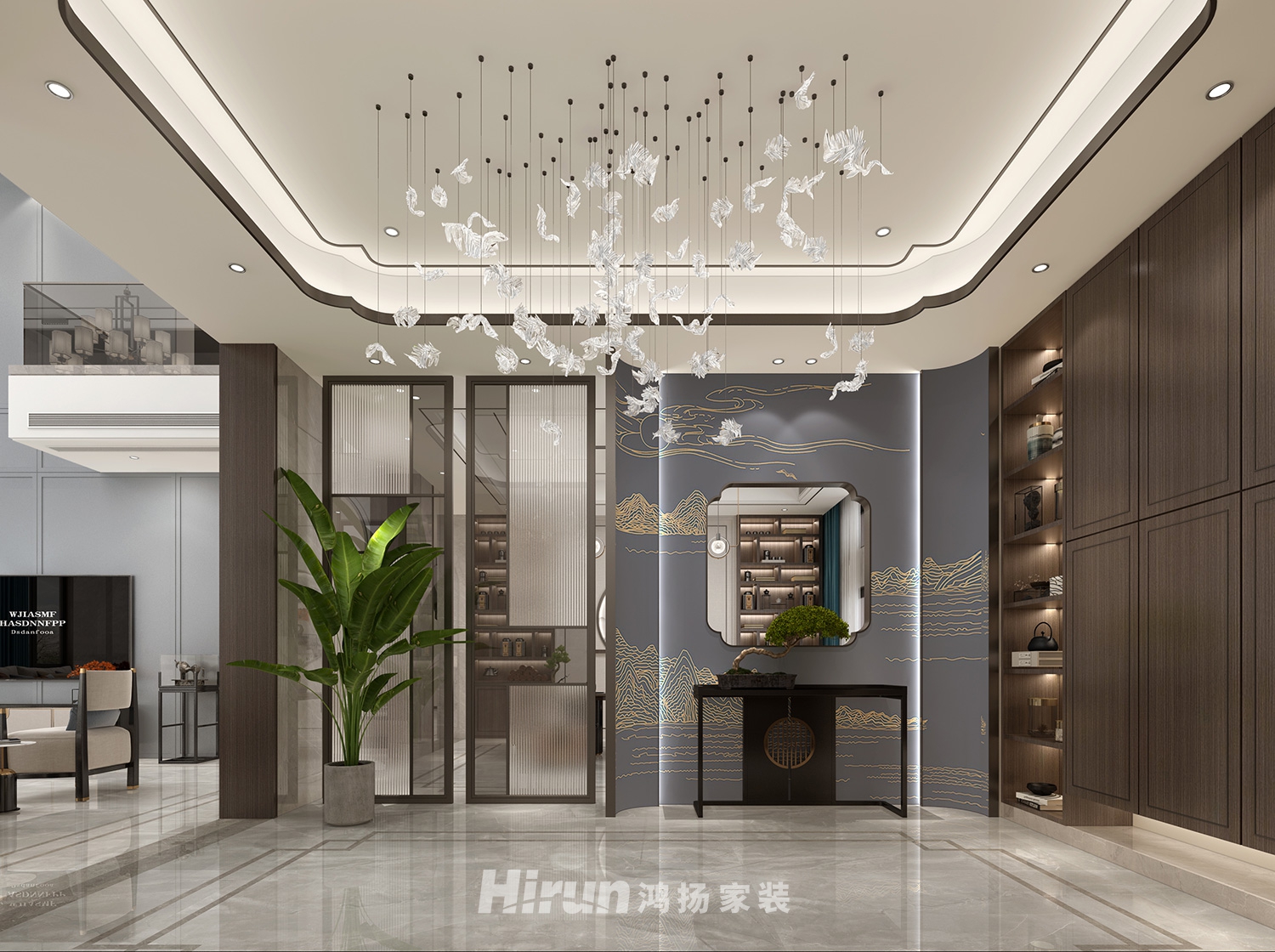 麓山別墅1000㎡意境東方別墅 裝修案例效果圖-6