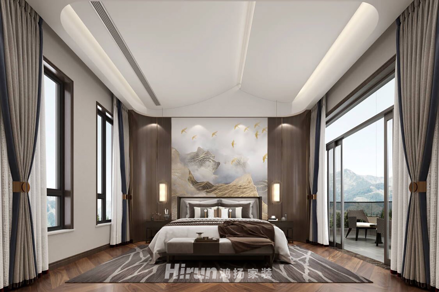 麓山別墅1000㎡意境東方別墅 裝修案例效果圖-8