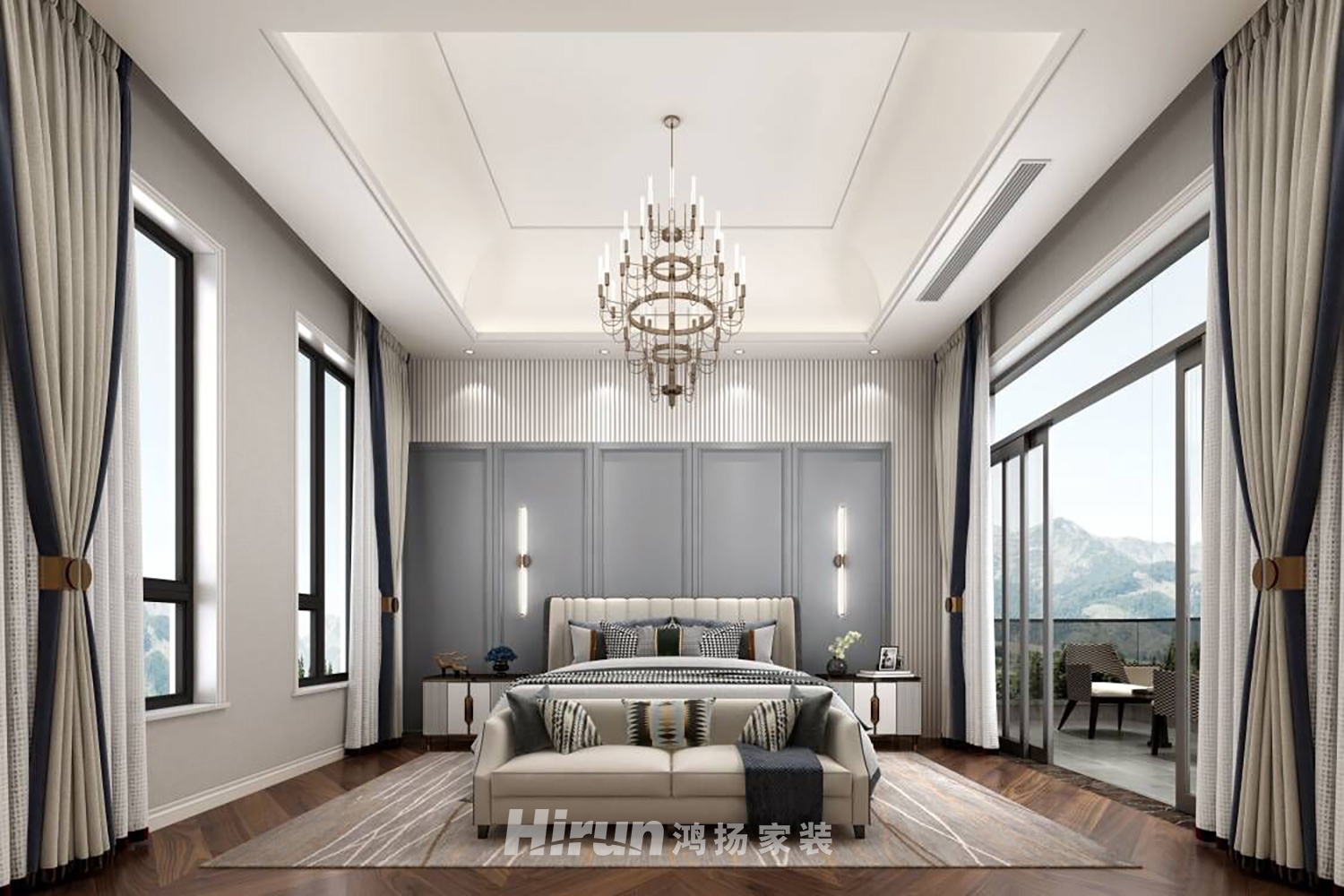 麓山別墅1000㎡意境東方別墅 裝修案例效果圖-3