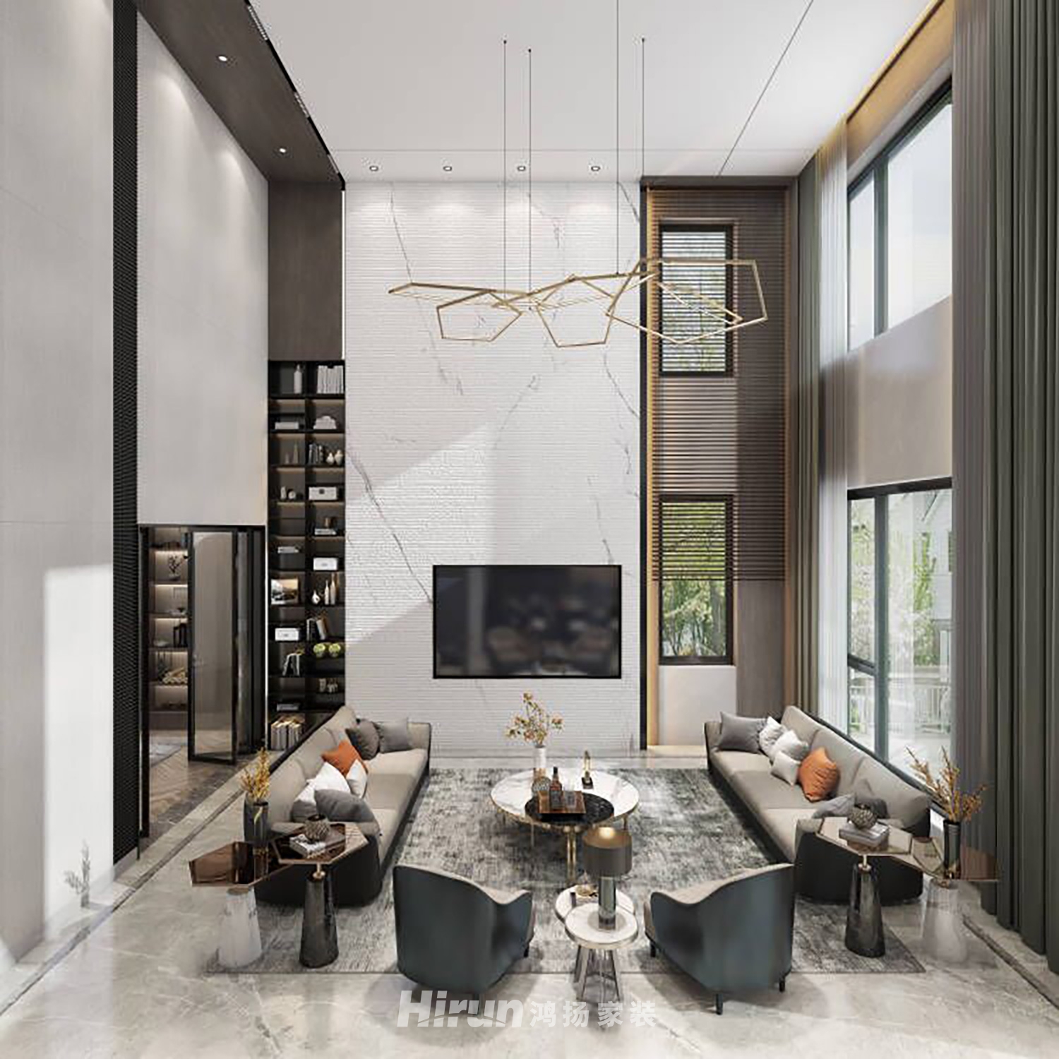 金地三千府700㎡雅致現代別墅 裝修案例效果圖-4