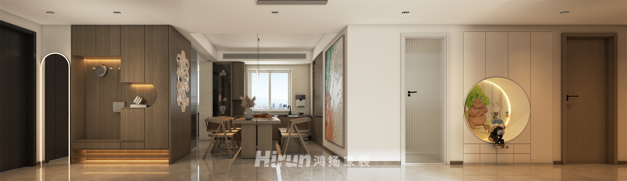 五礦青苑160㎡雅致現代四居室 裝修案例效果圖-1