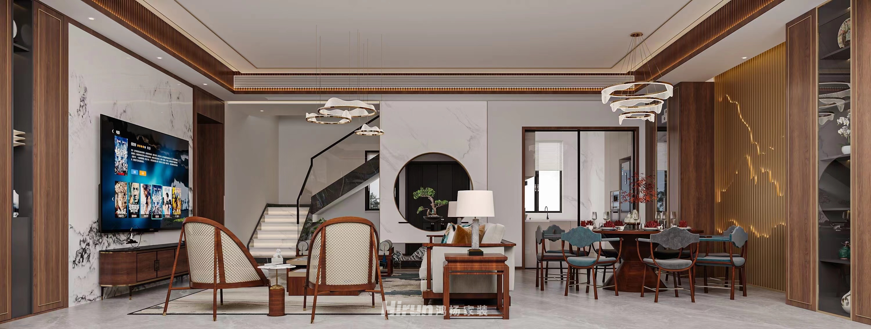 五礦萬境水岸180㎡意境東方別墅 裝修案例效果圖-2