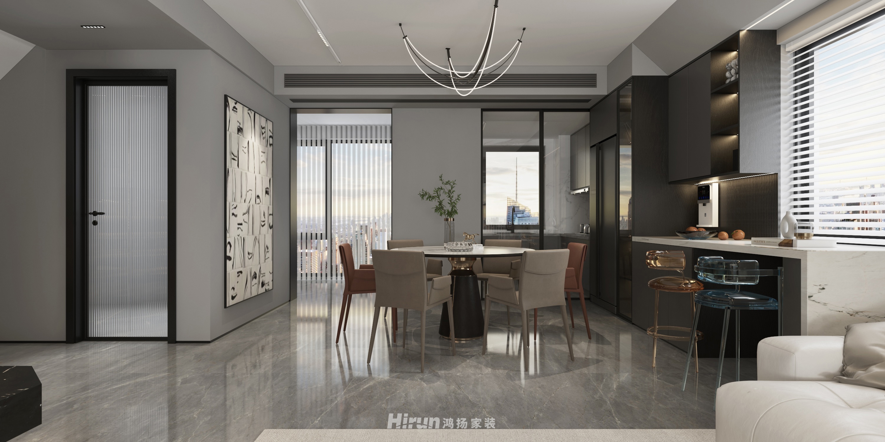 祥源森林之光198㎡新裝飾主義疊墅 裝修案例效果圖-3