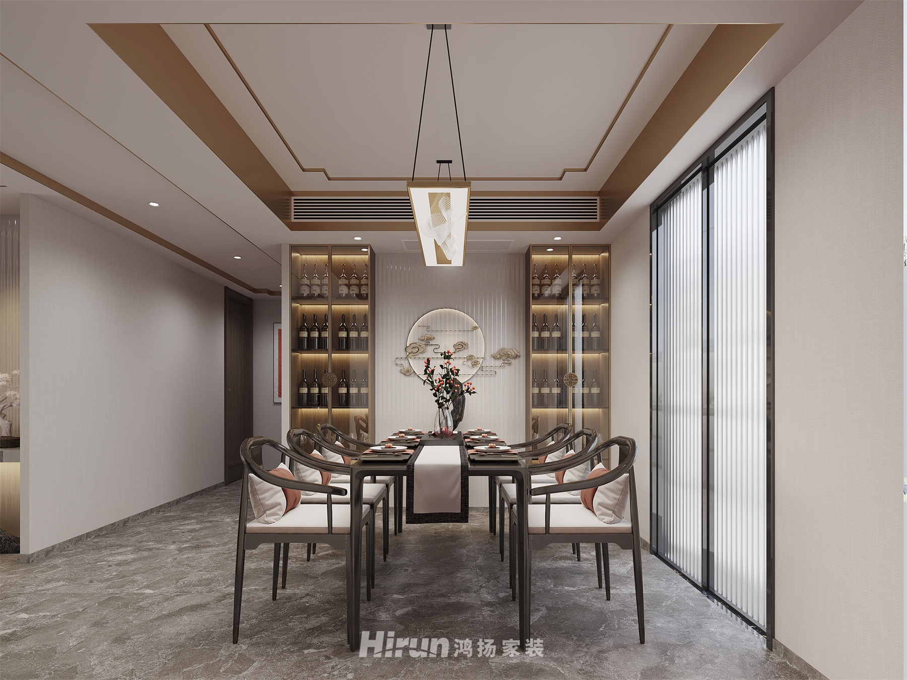 天一康園200㎡意境東方四居室 裝修案例效果圖-4