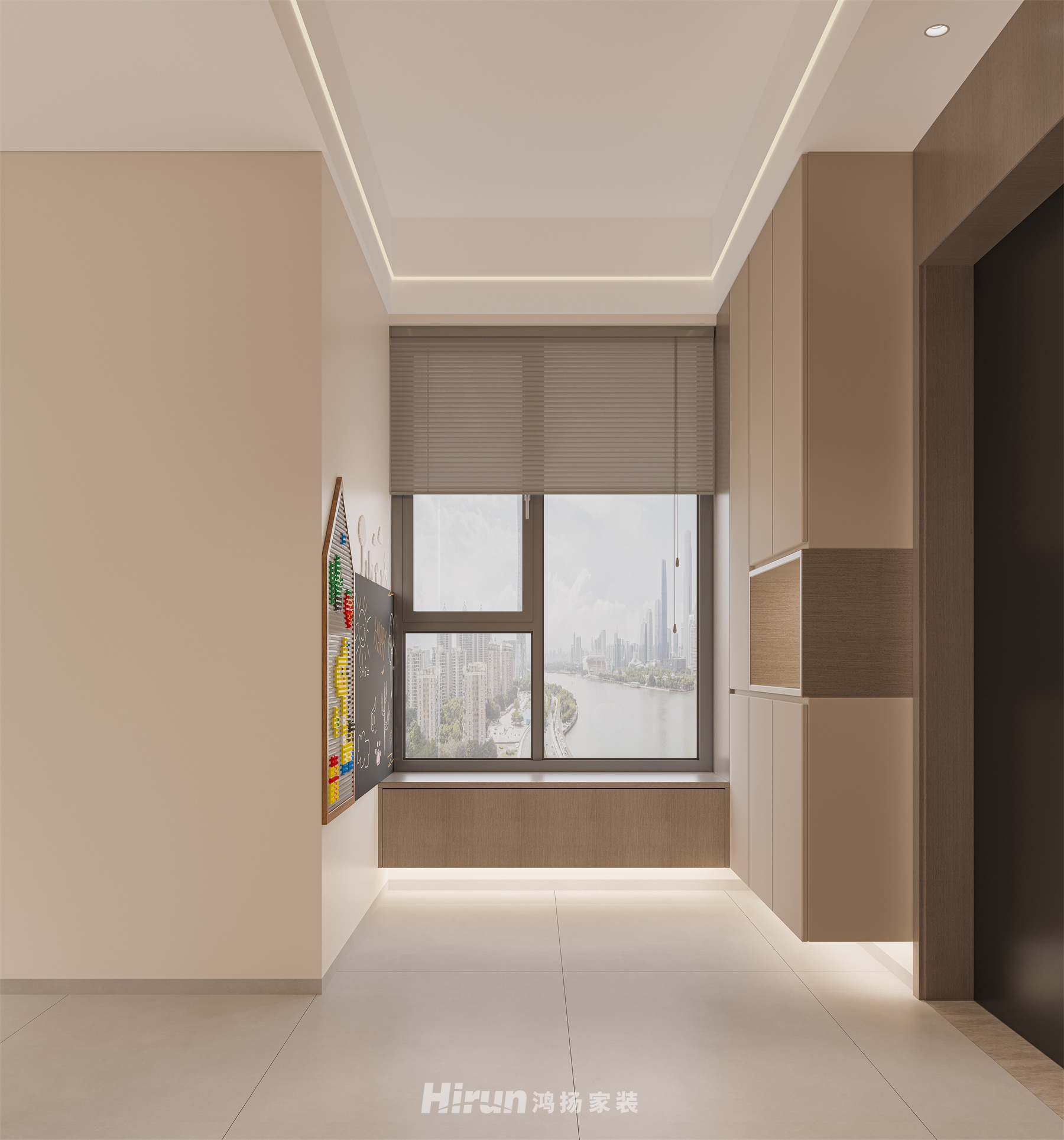 湘江一號208㎡優(yōu)雅繽紛大平層 裝修案例效果圖-4