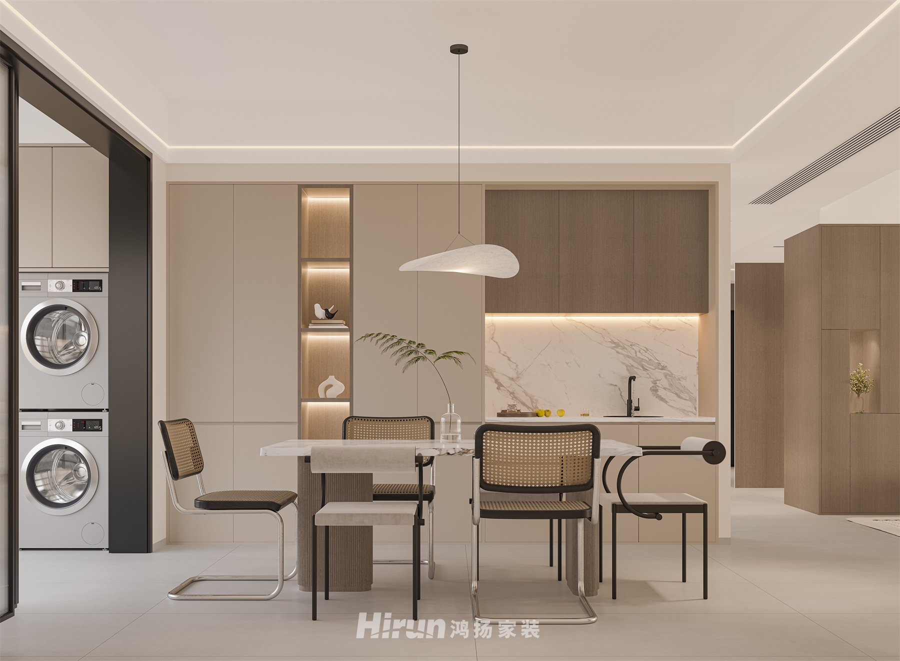 湘江一號208㎡優(yōu)雅繽紛大平層 裝修案例效果圖-3