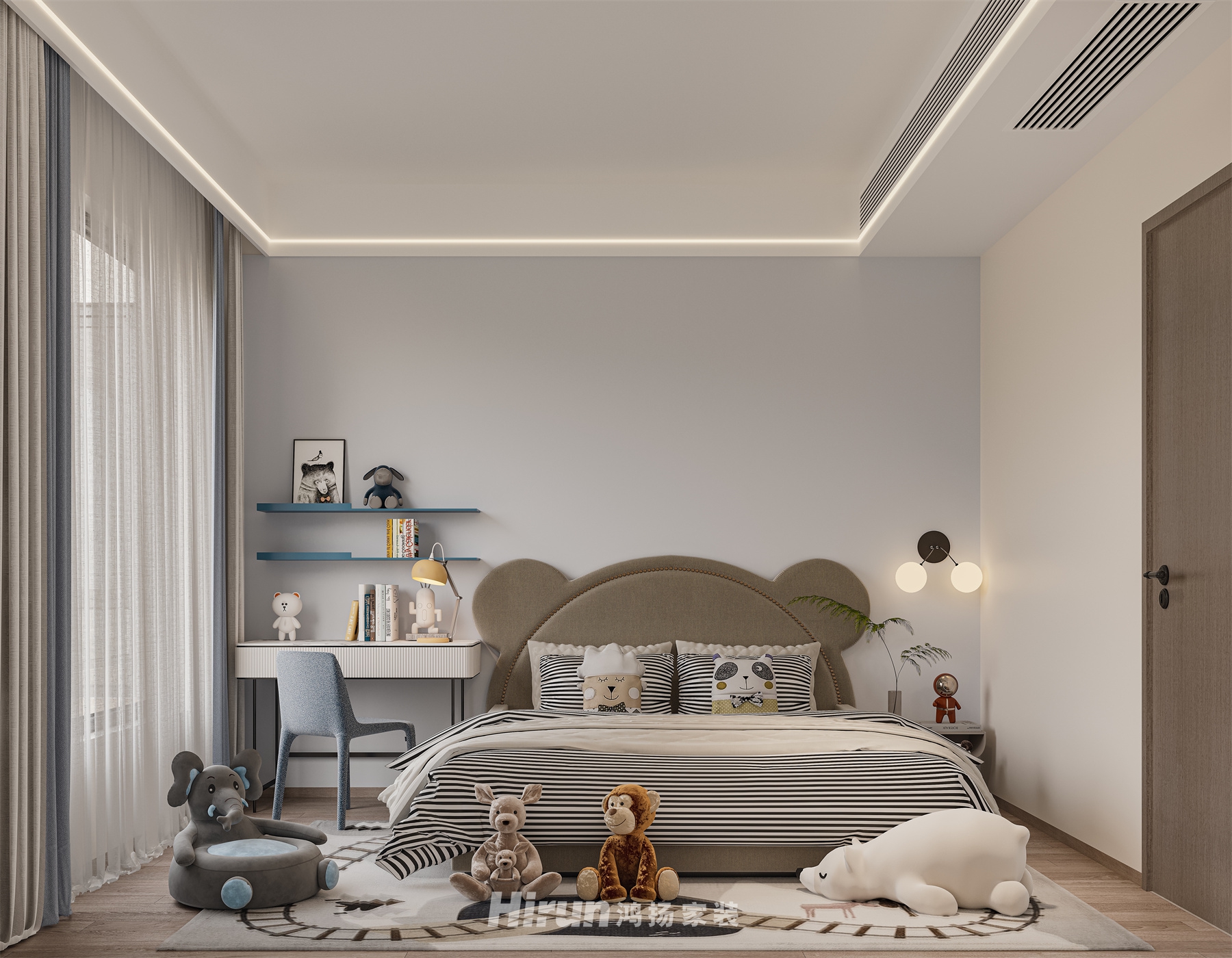 湘江一號208㎡優(yōu)雅繽紛大平層 裝修案例效果圖-8