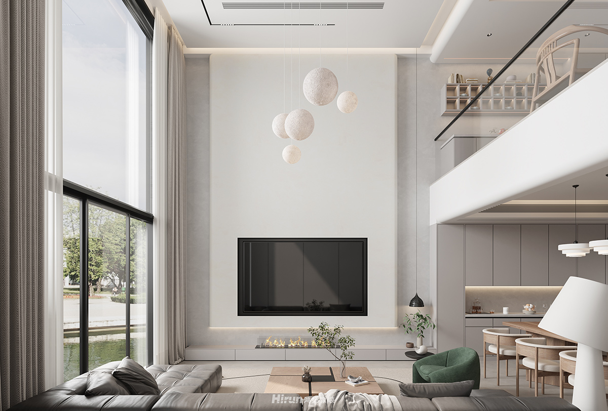 盈峰翠邸260㎡雅致現代別墅 裝修案例效果圖-6