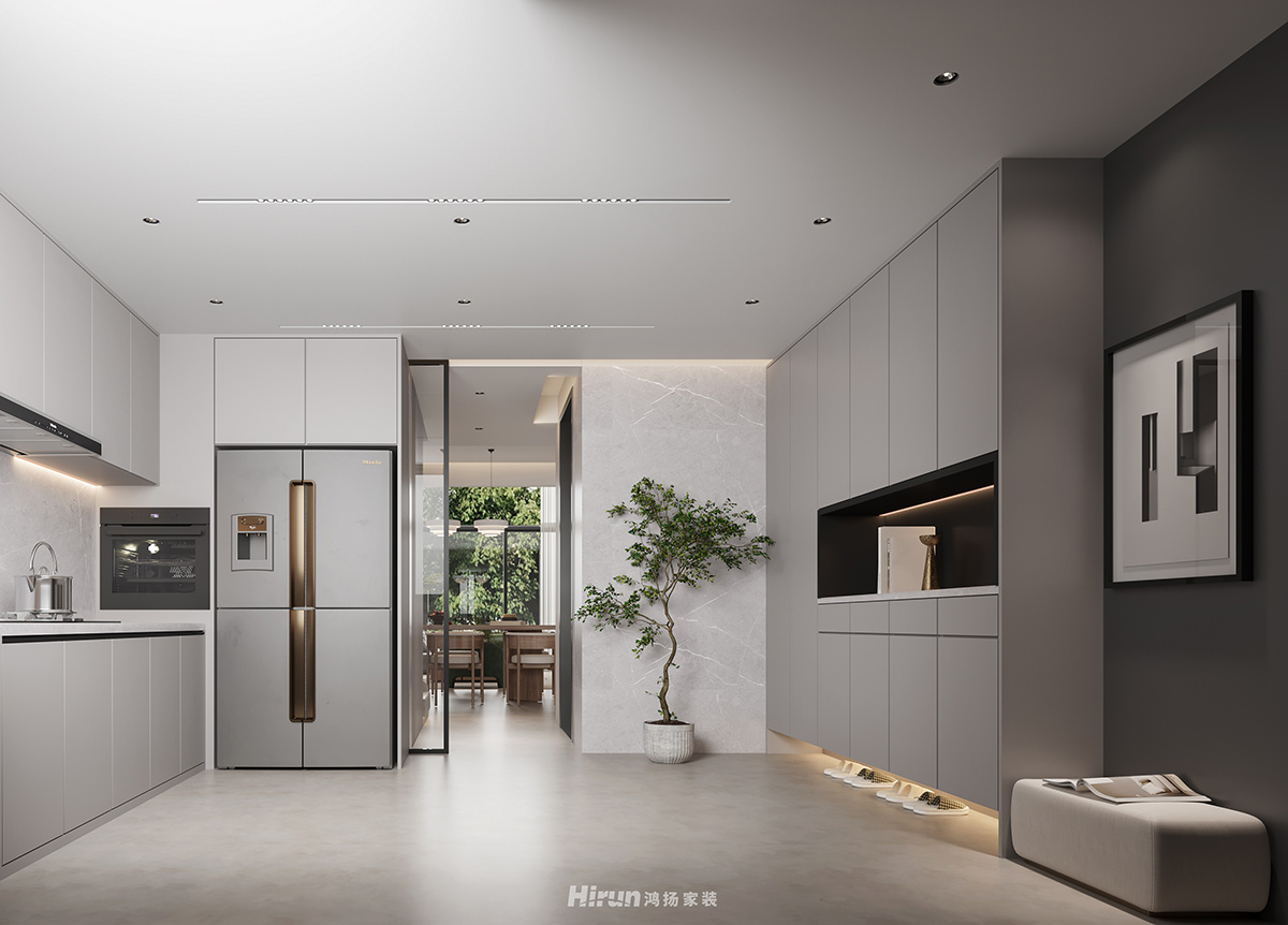 盈峰翠邸260㎡雅致現代別墅 裝修案例效果圖-3