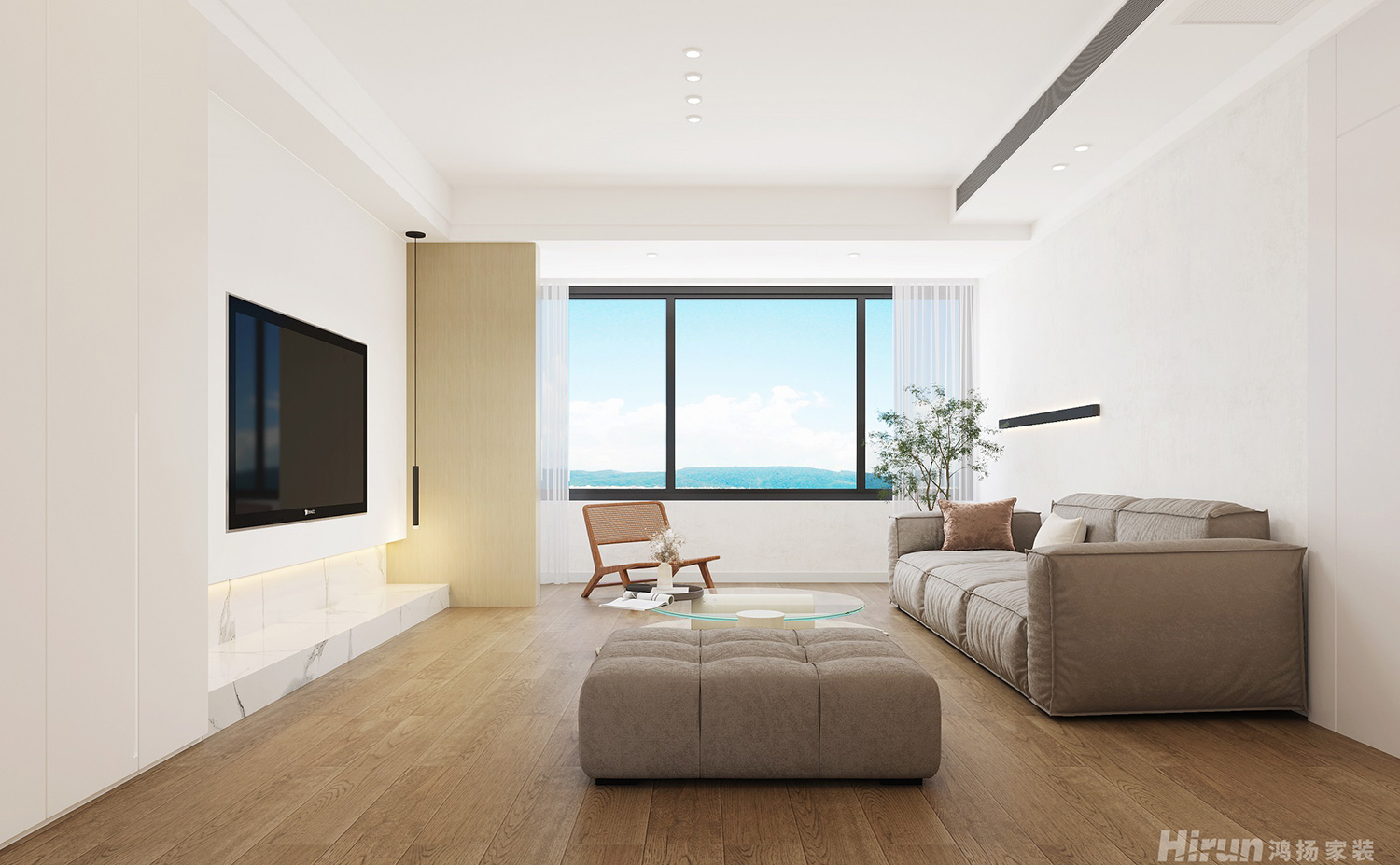 美麗瀟湘90㎡北歐之光三居室 裝修案例效果圖-3