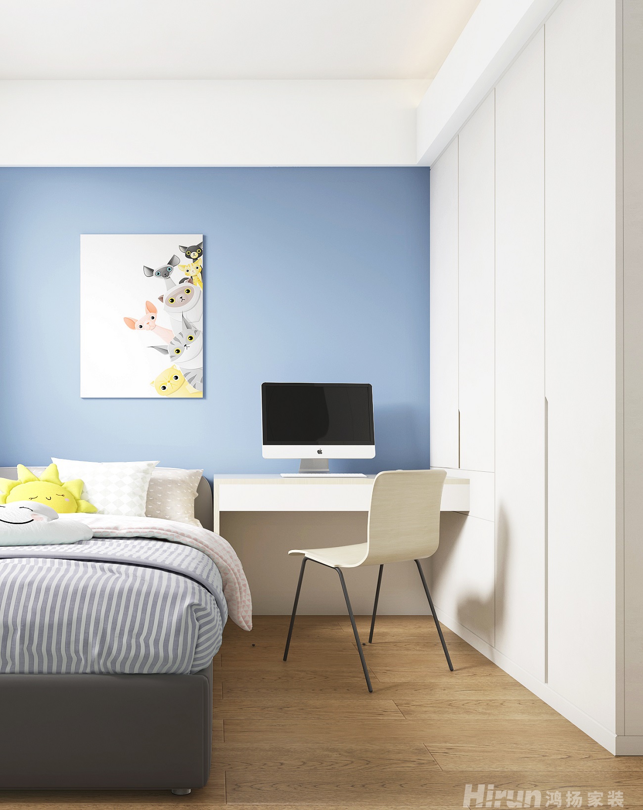 美麗瀟湘90㎡北歐之光三居室 裝修案例效果圖-9