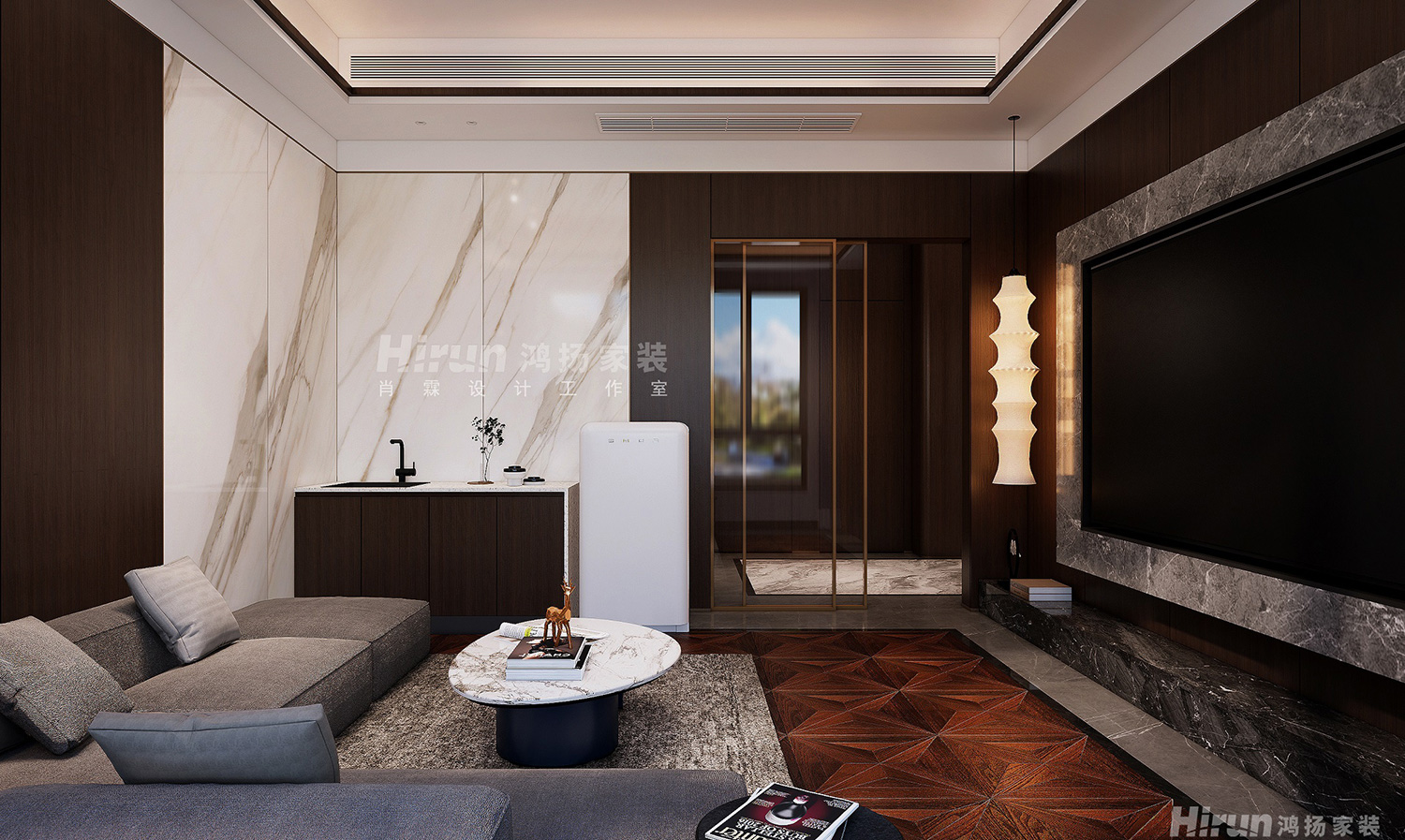中央小鎮(zhèn)300㎡復(fù)合寫意別墅 裝修案例效果圖-10