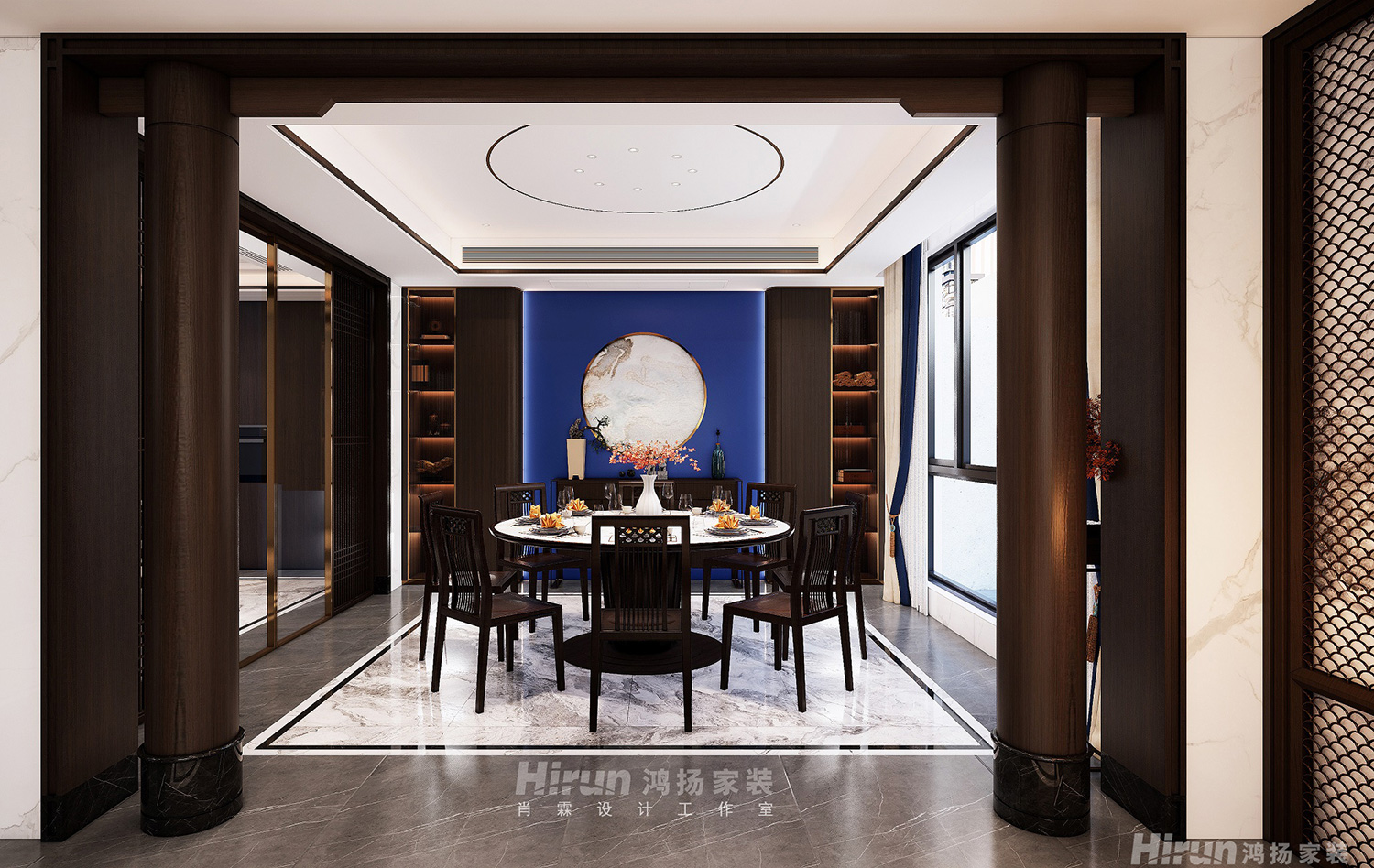 中央小鎮(zhèn)300㎡復(fù)合寫意別墅 裝修案例效果圖-5