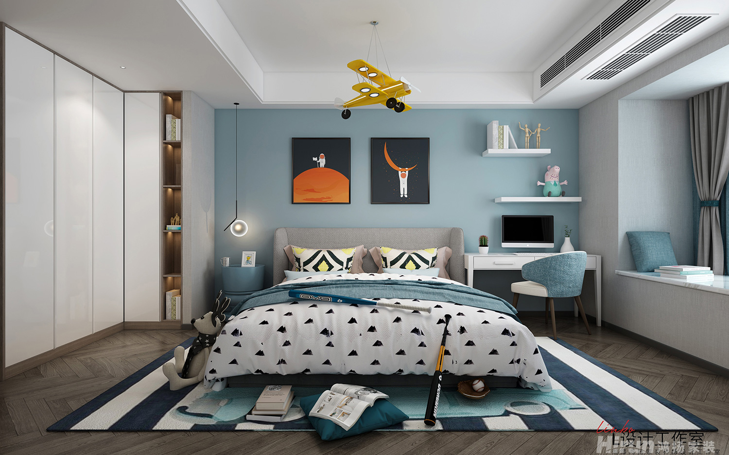 天元美居樂瓏庭145㎡雅致現代三居室 裝修案例效果圖-6