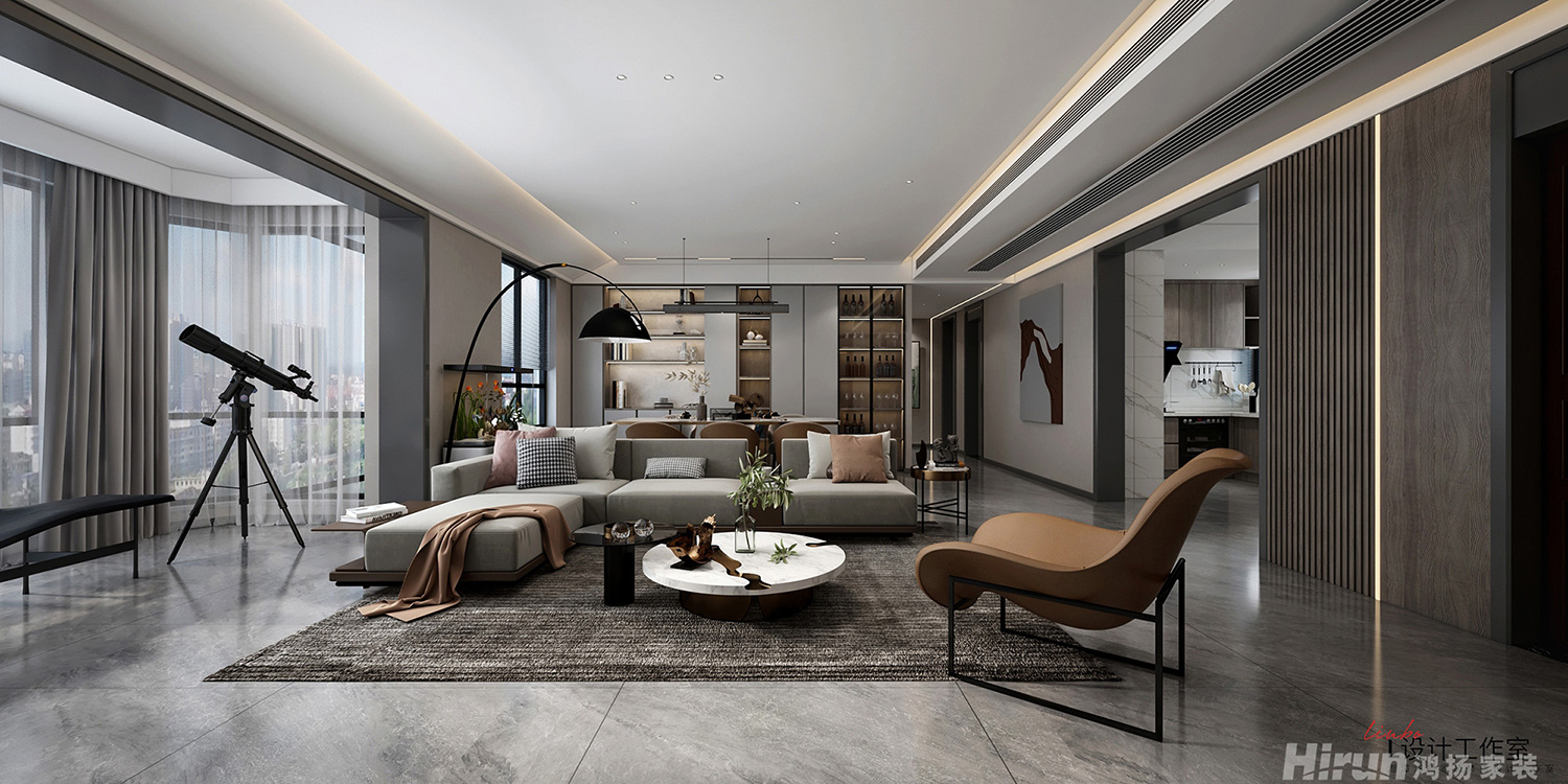 天元美居樂瓏庭145㎡雅致現代三居室 裝修案例效果圖-5