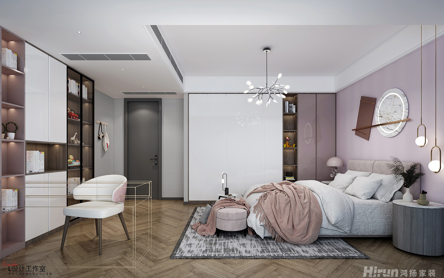 天元美居樂瓏庭145㎡雅致現代三居室 裝修案例效果圖-3