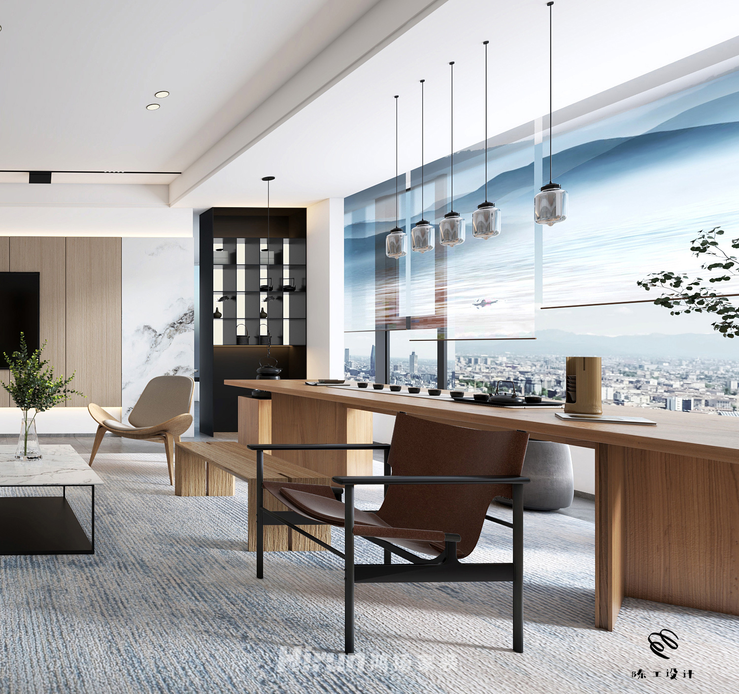 萬象公園195㎡意境東方大平層 裝修案例效果圖-6