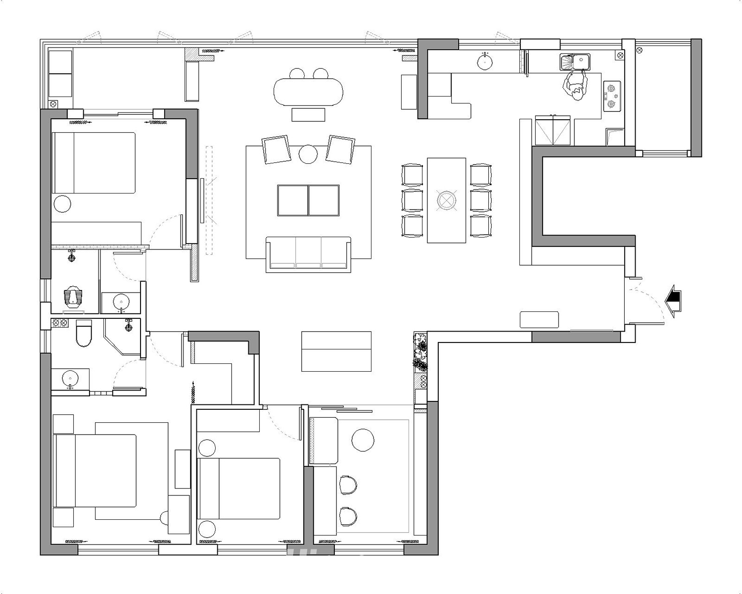 萬象公園195㎡意境東方大平層 裝修案例效果圖-1