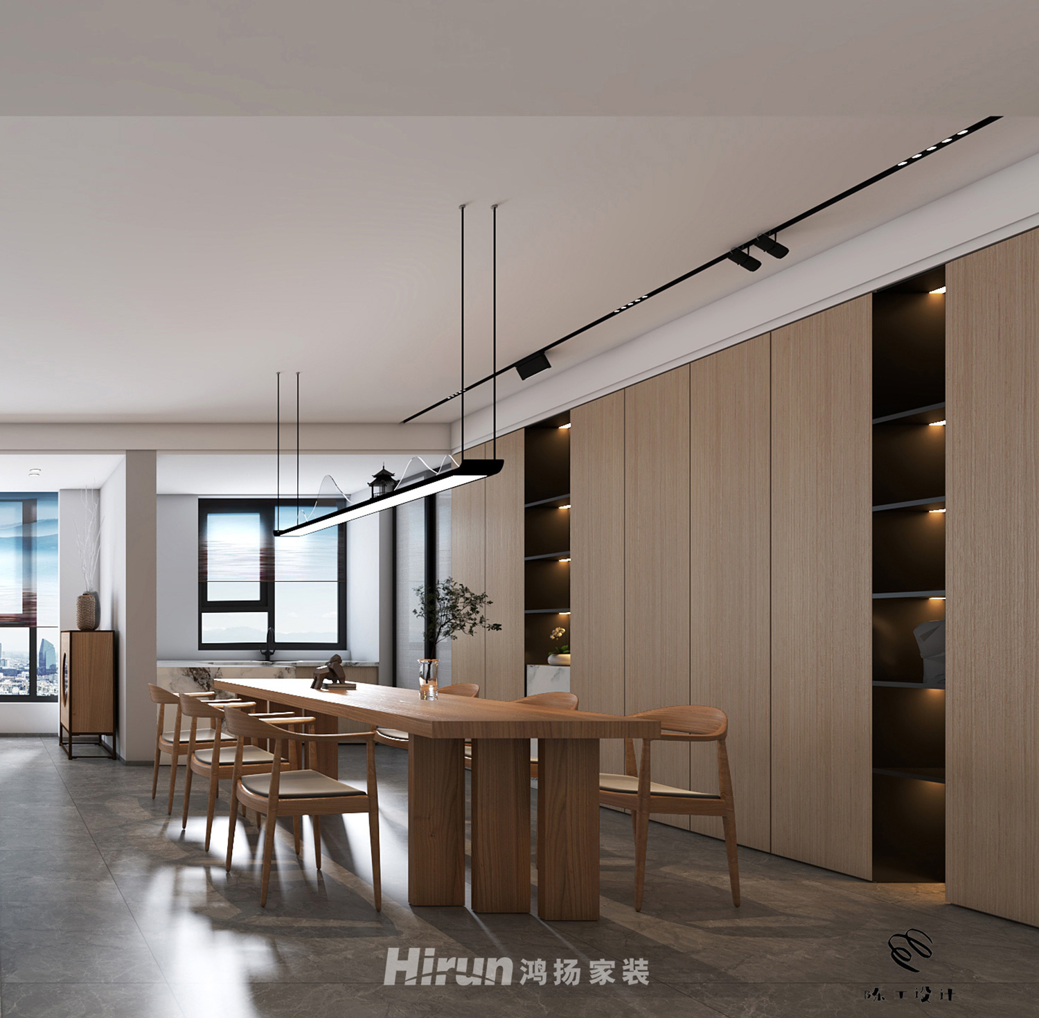 萬象公園195㎡意境東方大平層 裝修案例效果圖-4