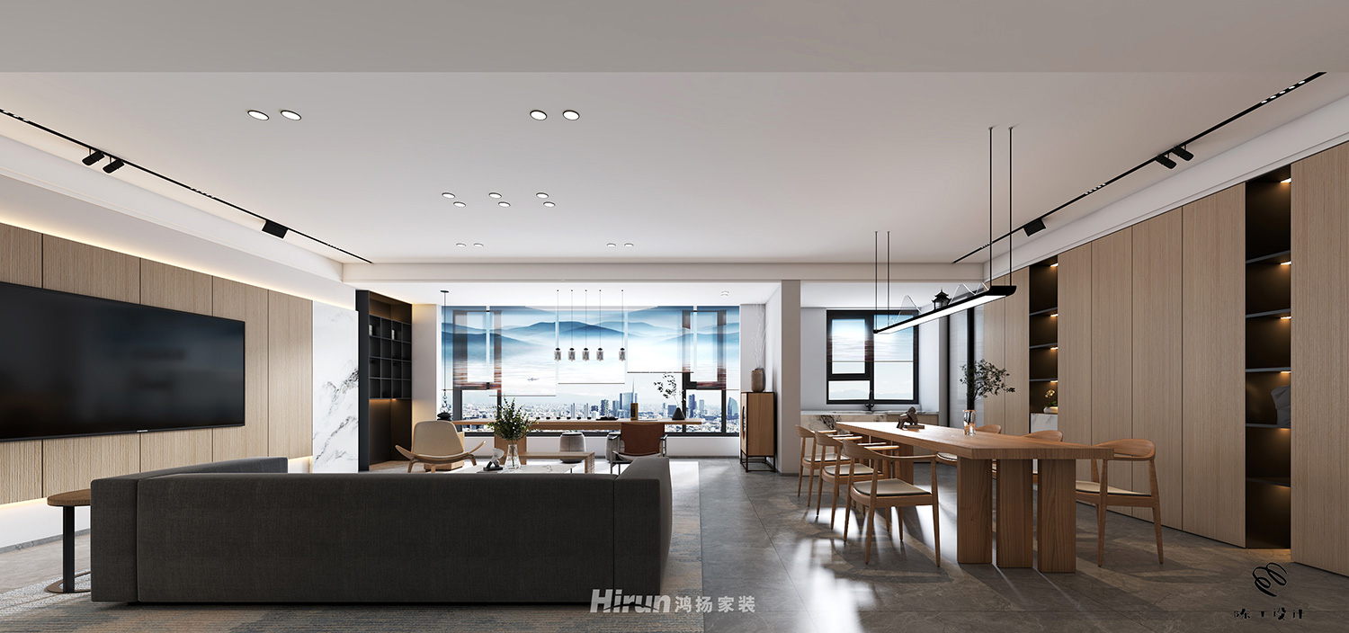 萬象公園195㎡意境東方大平層 裝修案例效果圖-2