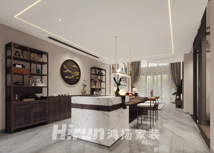 洞庭湖國際公館420㎡復合寫意別墅 裝修案例效果圖-1