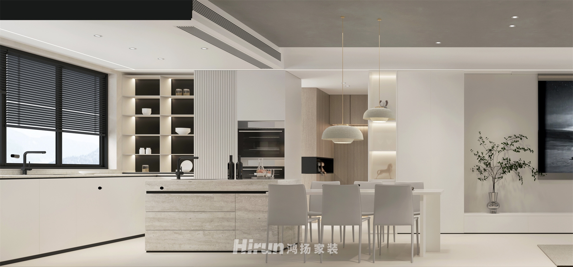 榮灣外灘160㎡極簡詫寂四居室 裝修案例效果圖-3