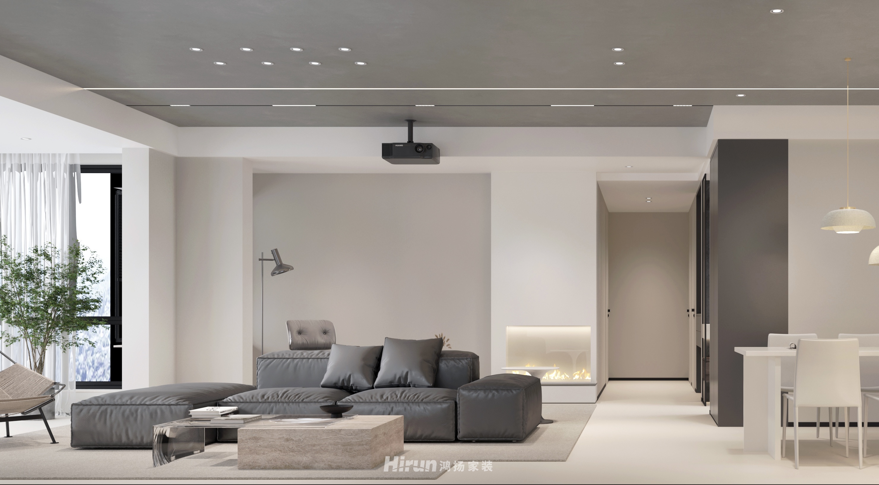 榮灣外灘160㎡極簡詫寂四居室 裝修案例效果圖-7