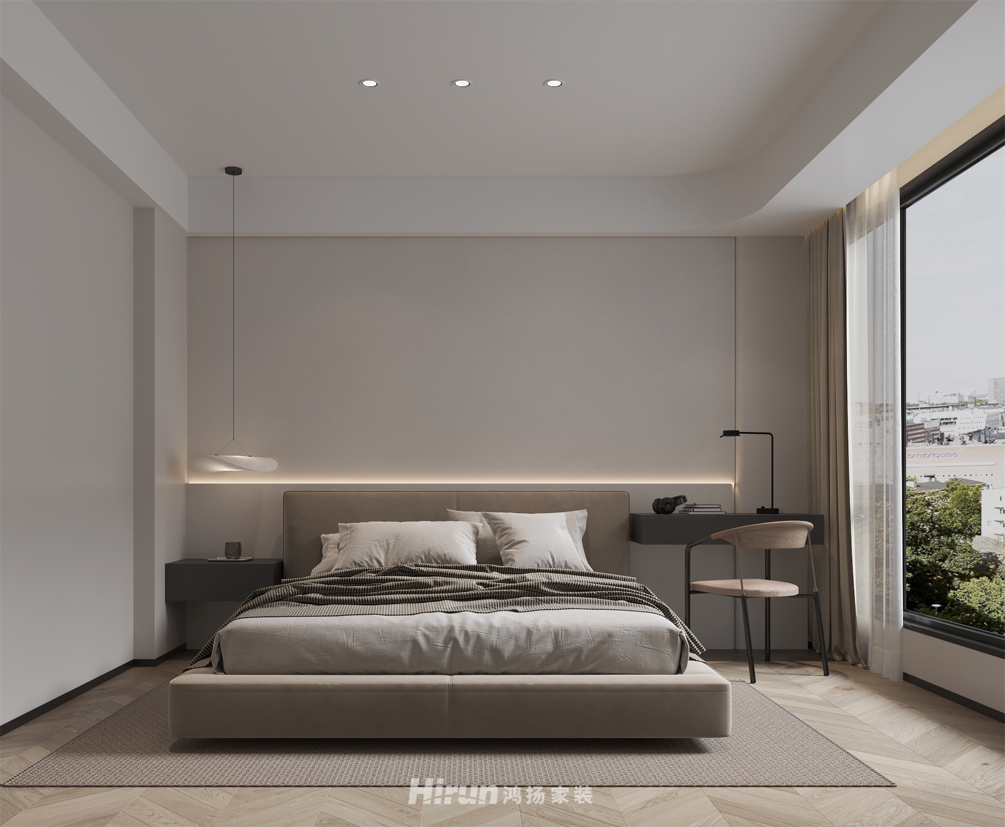 榮灣外灘240㎡雅致現代疊墅 裝修案例效果圖-3